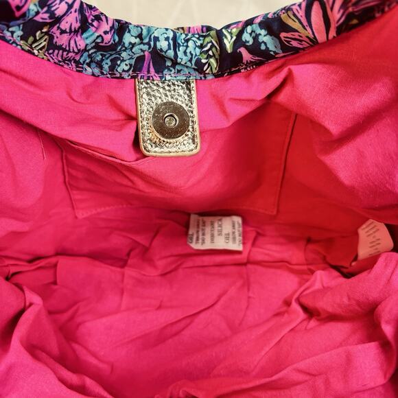 Lilly Pulitzer Bamboo Bag In Aegean Navy Calypso Coast Purse NWOT - Picture 4 of 6